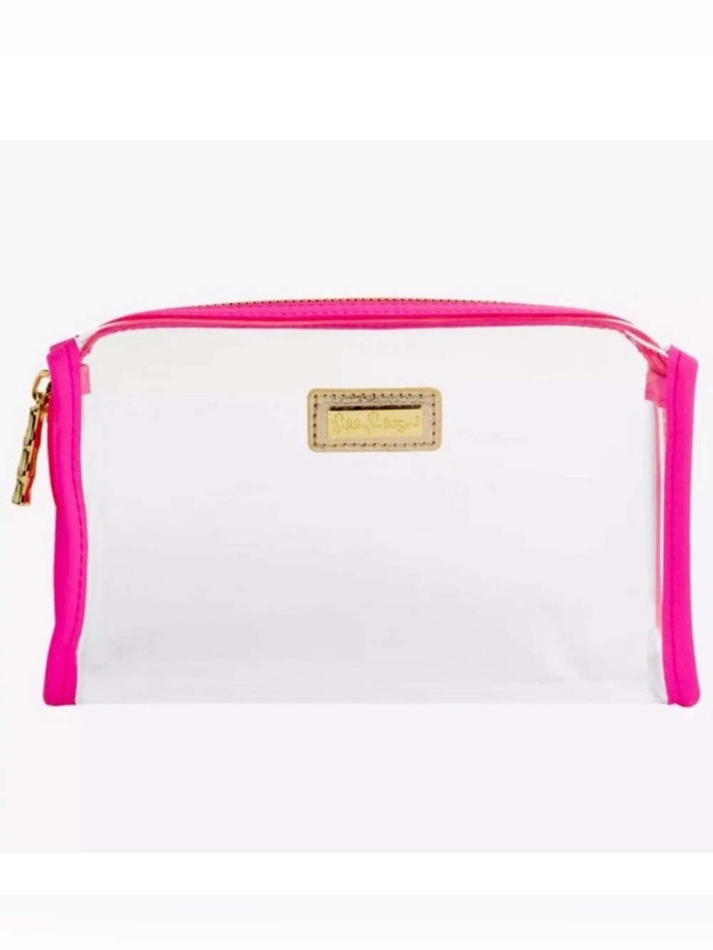 Lilly Pulitzer Clear Cosmetic Pouch with Hot Pink Trim